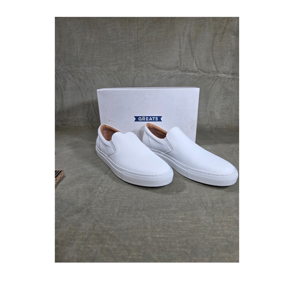 GREATS The Wooster White Leather Slip On Sneakers Mens 11.5 Made in Italy